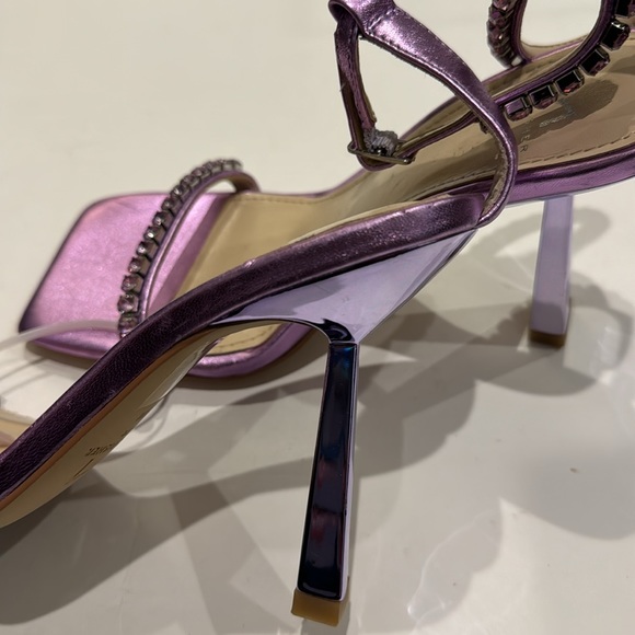 Marc Fisher NWT Karima Heel Stone Square Toe Strap Sandals. Light Purple,no box. - Picture 12 of 13
